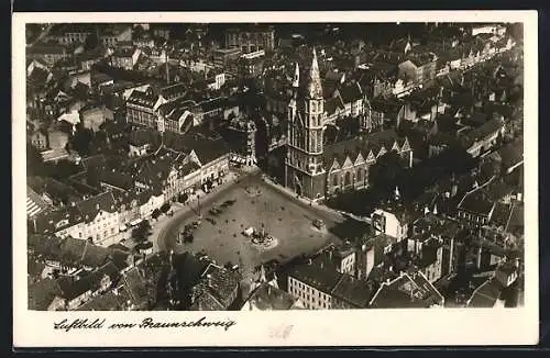 AK Braunschweig, Hagenmarkt und St. Katharinen Kirche, Luftbild