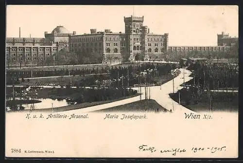 AK Wien, K. u. k. Artillerie-Arsenal mit Maria Josefapark