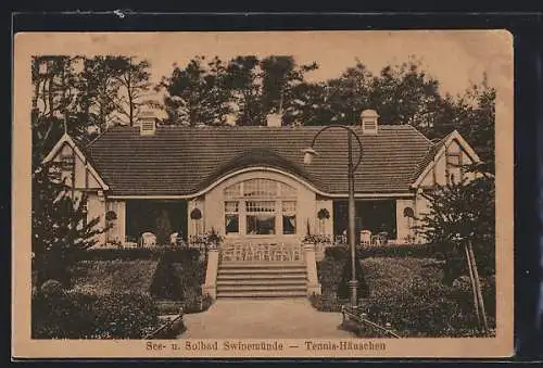 AK Swinemünde, Tennis-Häuschen mit Terrasse