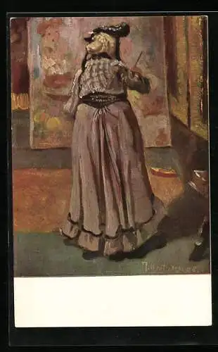 Künstler-AK Kunstwart: Die Kopistin bei der Arbeit