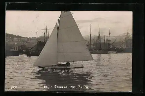 AK Genova, Nel Porto, Segelschiff vor dem Hafen