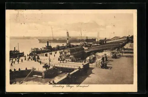 AK Liverpool, Landing Stage, Dampfer am Hafen