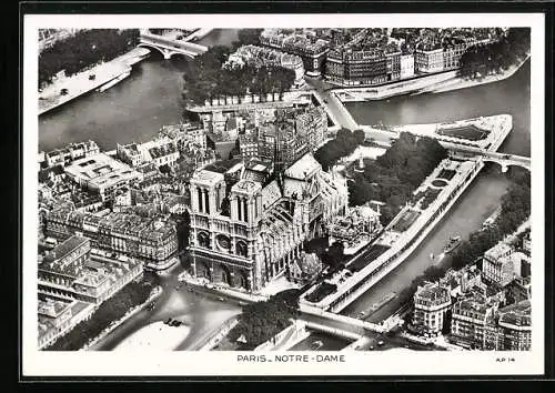 AK Paris, Notre-Dame aus der Vogelschau