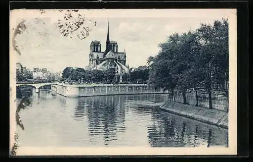 AK Paris, Cathédrale Notre-Dame et l`Ile Saint-Louis