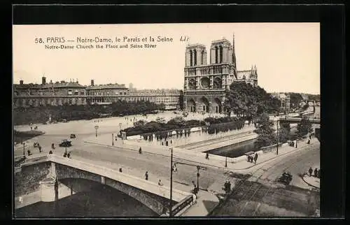 AK Paris, Notre-Dame, le Parvis et la Seine