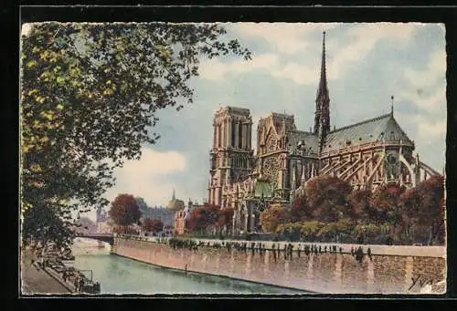 Künstler-AK Paris, Notre-Dame et le Square de l`Archevêché