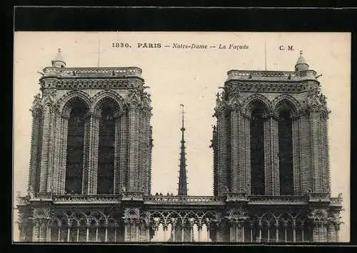 AK Paris, Cathédrale Notre-Dame, La Facade