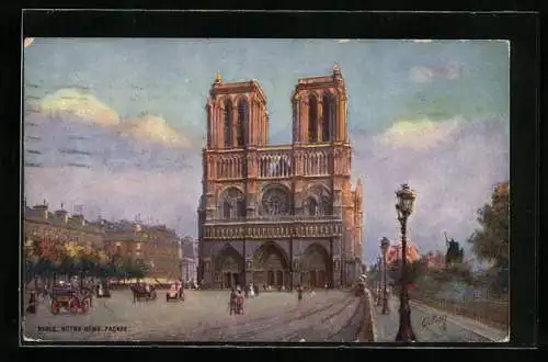Künstler-AK Paris, Cathédrale Notre-Dame, Facade