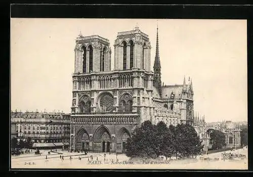AK Paris, Cathédrale Notre-Dame, Vue d`ensemble