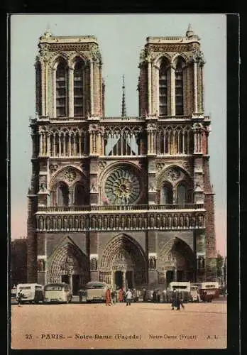 AK Paris, Cathédrale Notre-Dame, Facade
