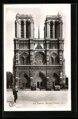 AK Paris, Cathédrale Notre-Dame, la Facade