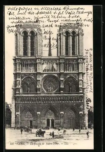 AK Paris, La Facade de Notre-Dame