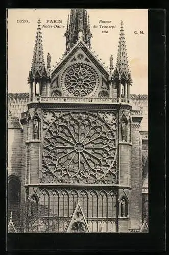 AK Paris, Cathédrale Notre-Dame, Rosace du Transept sud