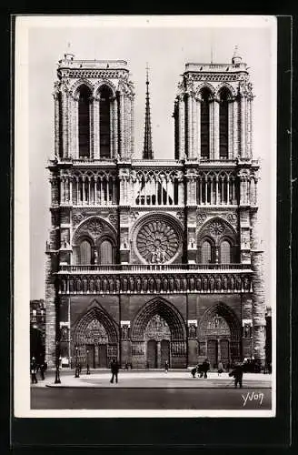 AK Paris, Cathédrale Notre-Dame, Facade