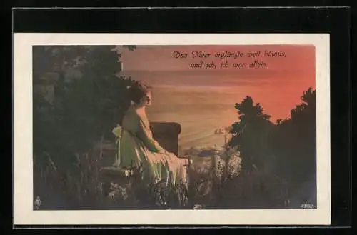 Foto-AK PFB Nr. 4713 /3: Junge Dame alleine in der Morgendämmerung