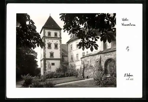 Foto-AK Adalbert Defner: Wels, Blick zum Wasserturm