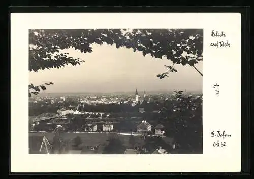 Foto-AK Adalbert Defner: Wels, Ortsansicht aus der Vogelschau