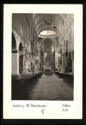 Foto-AK Adalbert Defner: Salzburg, Inneres der Stiftskirche St. Peter