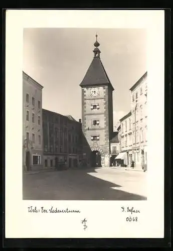 Foto-AK Adalbert Defner: Wels, Der Ledererturm
