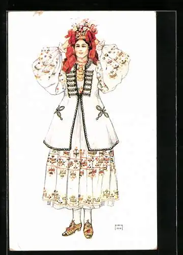 AK Kroatische Brauttracht aus der Gegend von Sisak