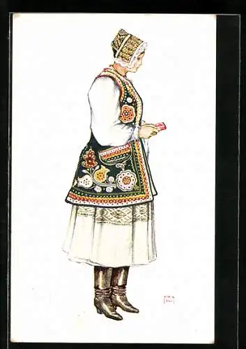 AK Bäuerin in kroatischer Volkstracht