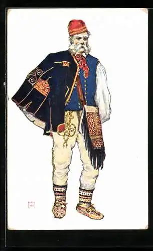 Künstler-AK Grenzer Bauer in kroatischer Tracht