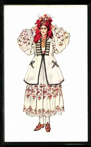 AK Kroatische Brauttracht aus der Gegend von Sisak