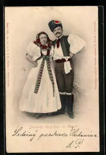 AK Jugoslawisches Paar in nationaler Tracht