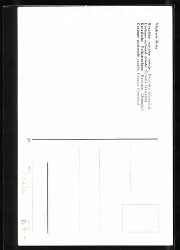 Künstler-AK Zwei junge Frauen in kroatischen Volkstrachten mit Kopfbedeckung