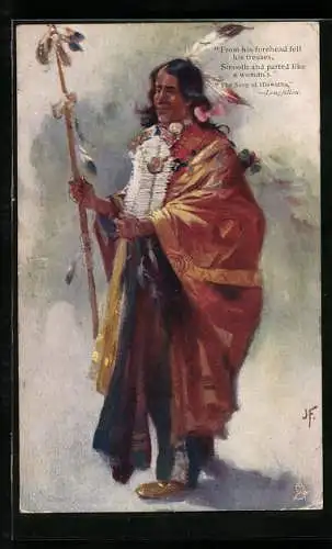 AK Le Guerroyeur, Indianer mit einem Umhang