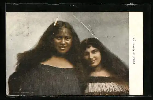 AK Maoriland, Zwei junge Frauen mit langen Haaren