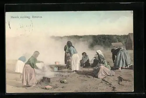 AK Rotorua, Maoris cooking, Kochende Maori-Frauen