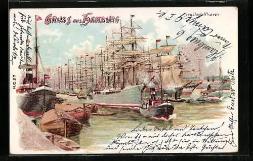 AK Hamburg, Viele Schiffe im Segelschiffhafen
