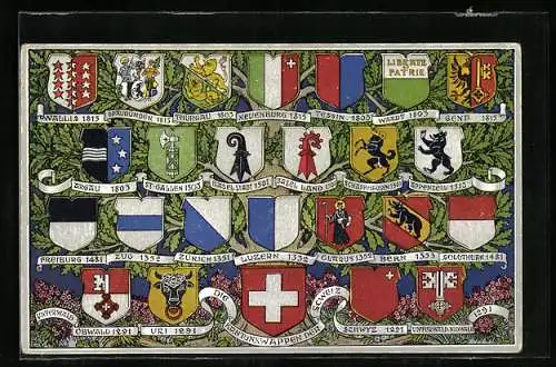 AK Schweiz, Armorial de la Confédération Suisse, Kantons- und Landeswappen der Schweiz