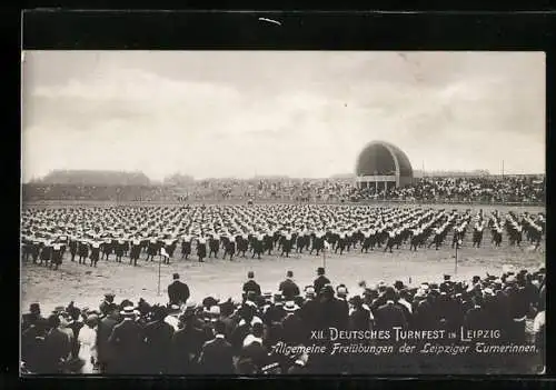 AK Leipzig, XII. Deutsches Turnfest 1913, Allgemeine Freiübungen der Leipziger Turnerinnen