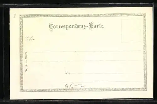 Lithographie Bergsteigen, Frau in Tracht winkt mit Hut