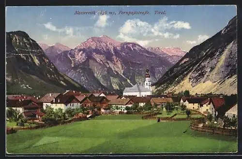 AK Nassereith, Ortsansicht mit Fernpassstrasse