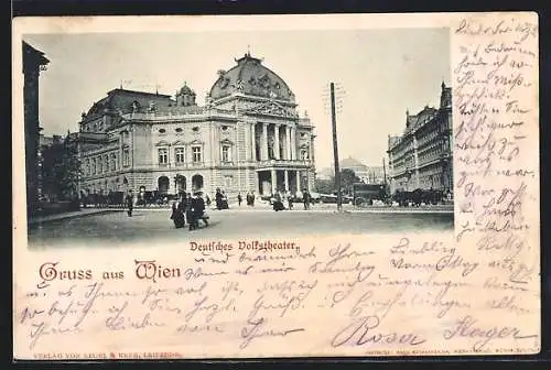 AK Wien, seitliche Ansicht auf Deutsches Volkstheater