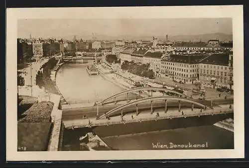 AK Wien, Donaukanal mit Brücke