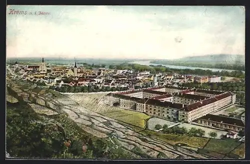 AK Krems a. d. Donau, Teilansicht mit Kaserne