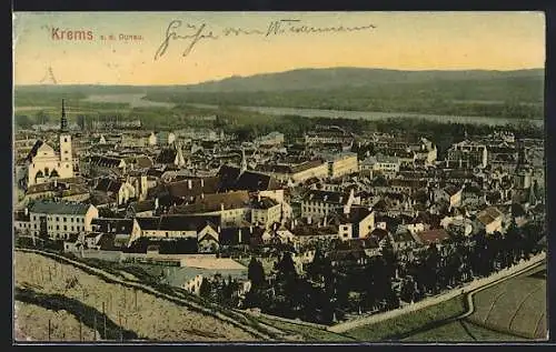 AK Krems a. d. Donau, Teilansicht mit Kirche