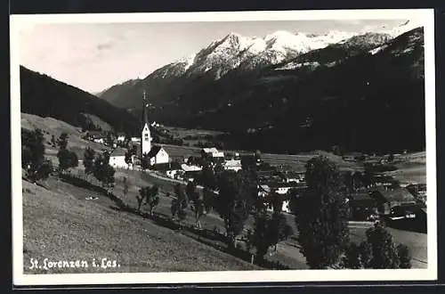 AK St. Lorenzen im Lesachtal, Ortsansicht mit Kirche