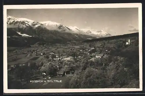 AK Kirchbach im Gailtal, Reisach vor schneebedeckten Bergen