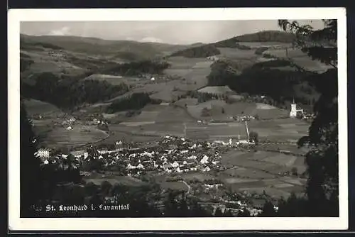 AK St. Leonhard i. Lavanttal, Ortsansicht aus der Vogelschau