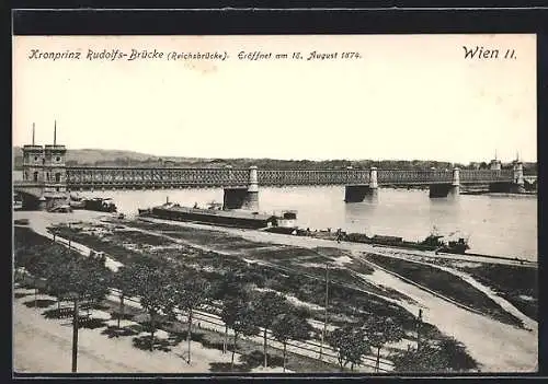 AK Wien, Kronprinz Rudolfs-Brücke mit Schiffen