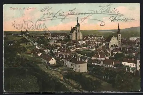 AK Krems a. d. Donau, Teilansicht mit Kirchen