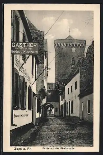 AK Zons a. Rh., Gasthof im St. Peter an der Rheinstrasse