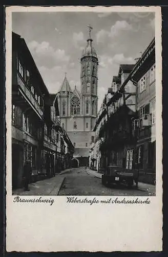 AK Braunschweig, Weberstrasse mit Andreaskirche