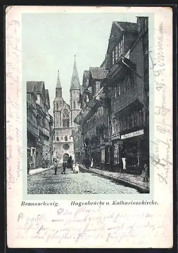 AK Braunschweig, Hagenbrücke u. Katharinenkirche