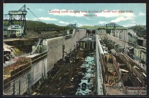 AK Miraflores, Looking north showing west chamber of lower an upper locks
